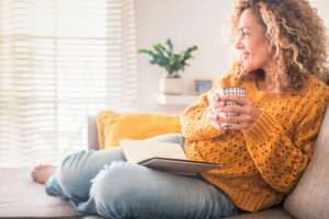Woman,Have,Relax,At,Home,With,Cup,Of,Tea,And